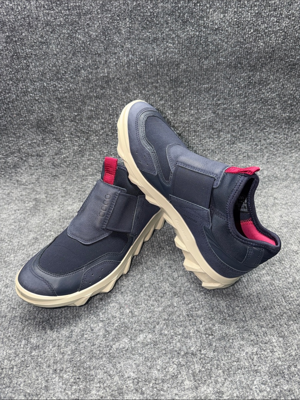 Ecco MX Navy Slip-On Sneakers with Pink Pull Tabs